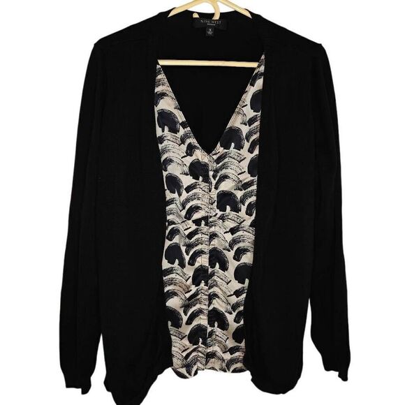 Nine West Open Front Cardigan Satin Top Sweater - Picture 1 of 7